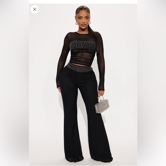 Fashion Nova Other - Fashion Nova Black Sheer Top and Pants Set